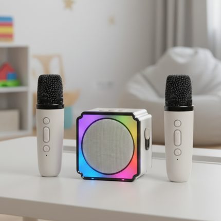 🎤 Home Microphone with Dual Wireless Mic – White Edition (K13)