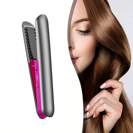Mini Portable Wireless 2-in-1 Hair Straightener, Curling Iron, Hair Comb and Hair Care Iron Plate